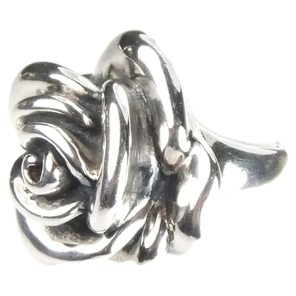 Sterling Silver Rose Ring - Size 8 1/4 - Picture 3 of 4